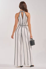 SUMMER SERENADE STRIPE HALTER JUMPSUIT