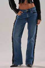 PARTY OVER HERE FRINGE STRAIGHT LEG DENIM
