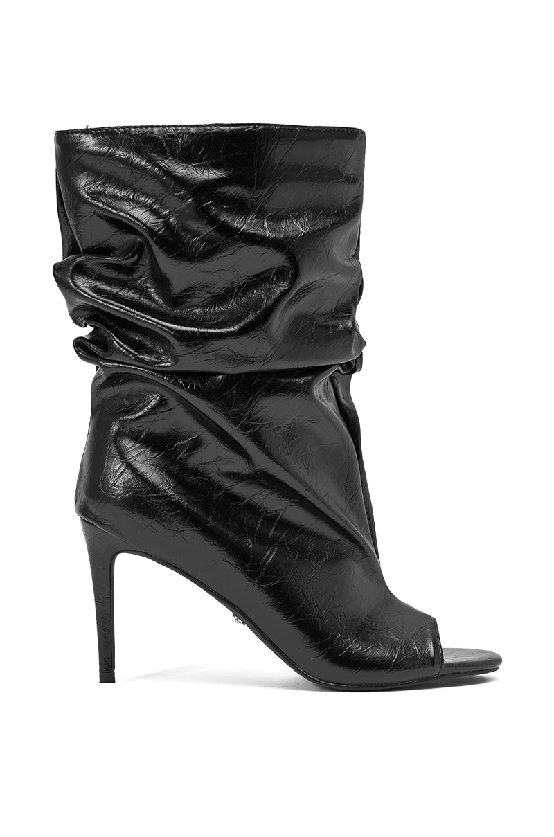 AZALEA WANG IONE BLACK PU BOOTIE STILETTO