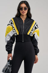 PHOENIX MIXED MEDIA BOMBER IN YELLOW