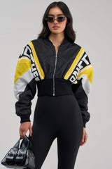 PHOENIX MIXED MEDIA BOMBER IN YELLOW
