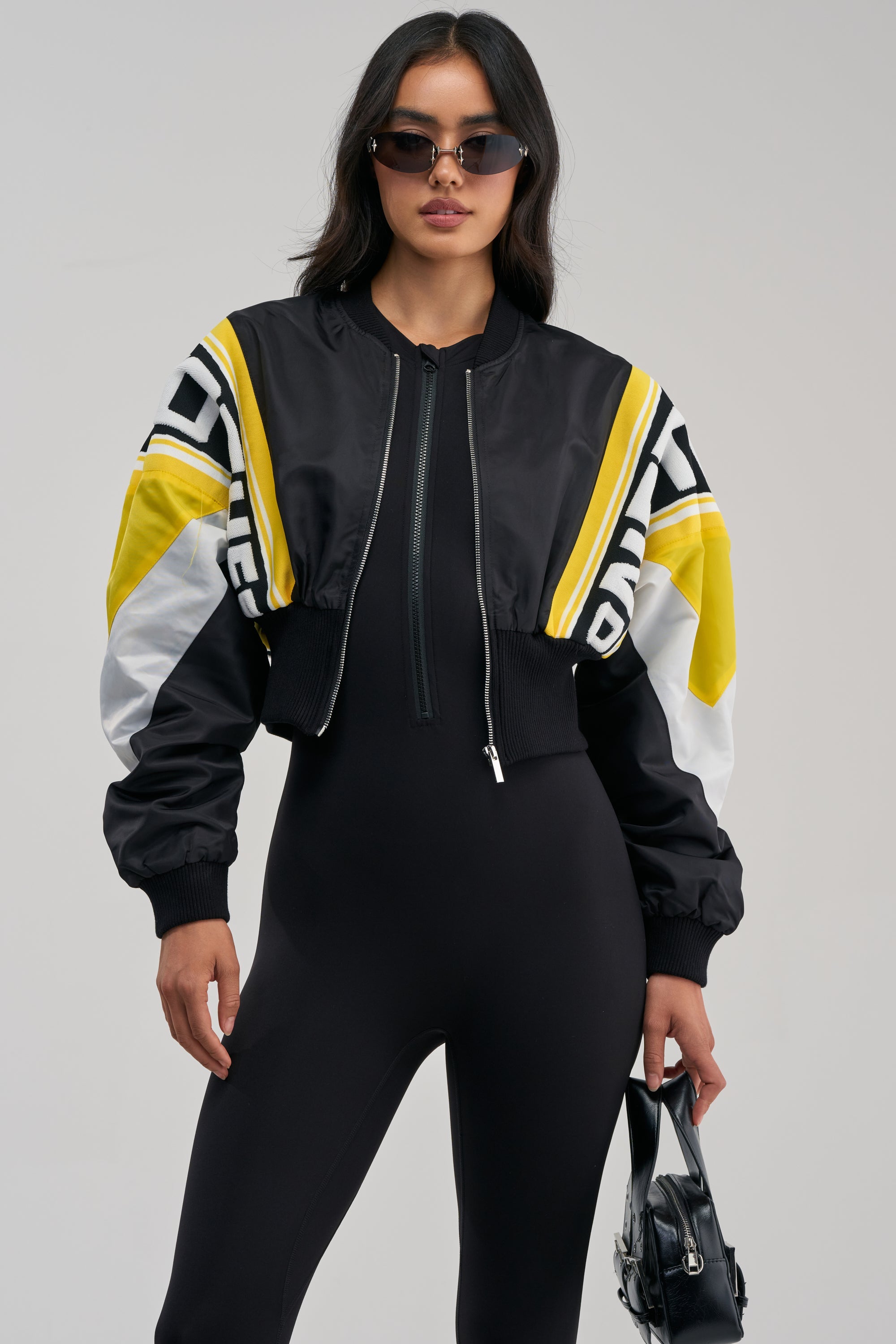 PHOENIX MIXED MEDIA BOMBER IN YELLOW