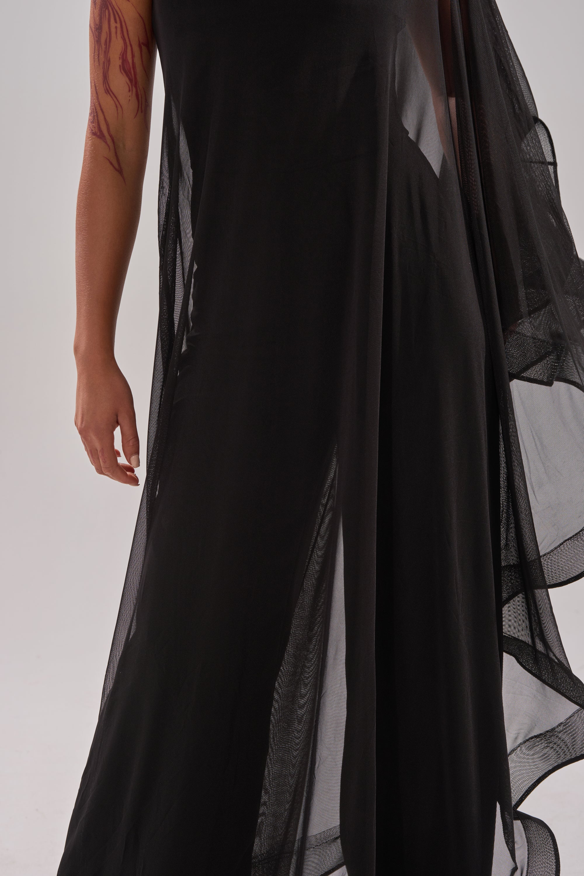 SANDO MESH JUMPSUIT IN BLACK