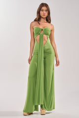 PICK ME UP STRAPLESS JUMPSUIT IN GREEN