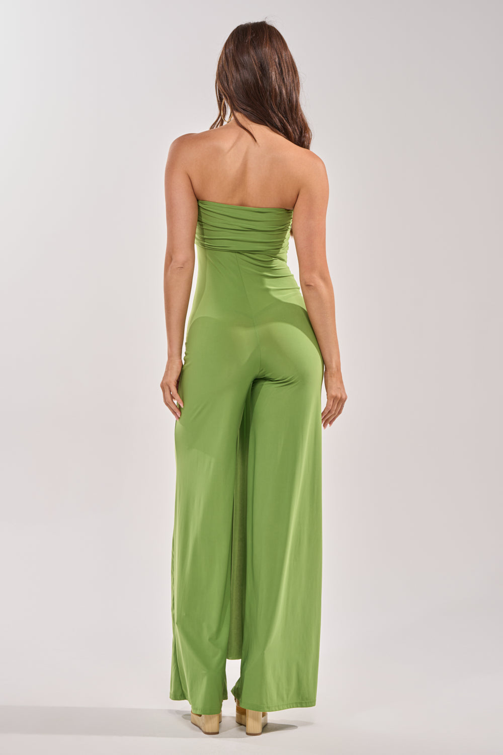 PICK ME UP STRAPLESS JUMPSUIT IN GREEN