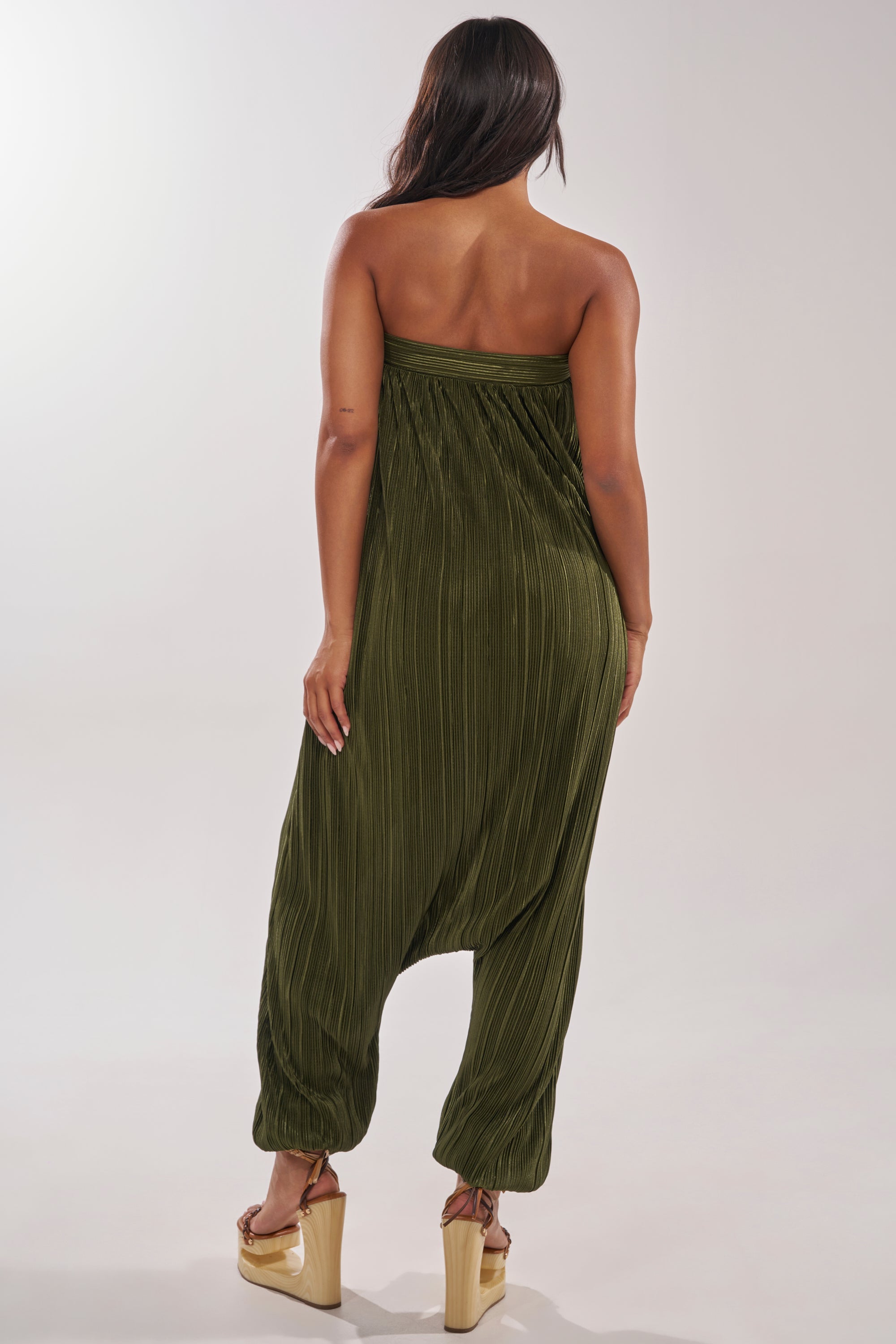 FROM THE CITY DROP CROTCH JUMPSUIT IN OLIVE