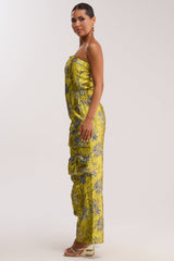 NIKKI BROCADE JUMPSUIT IN GREEN