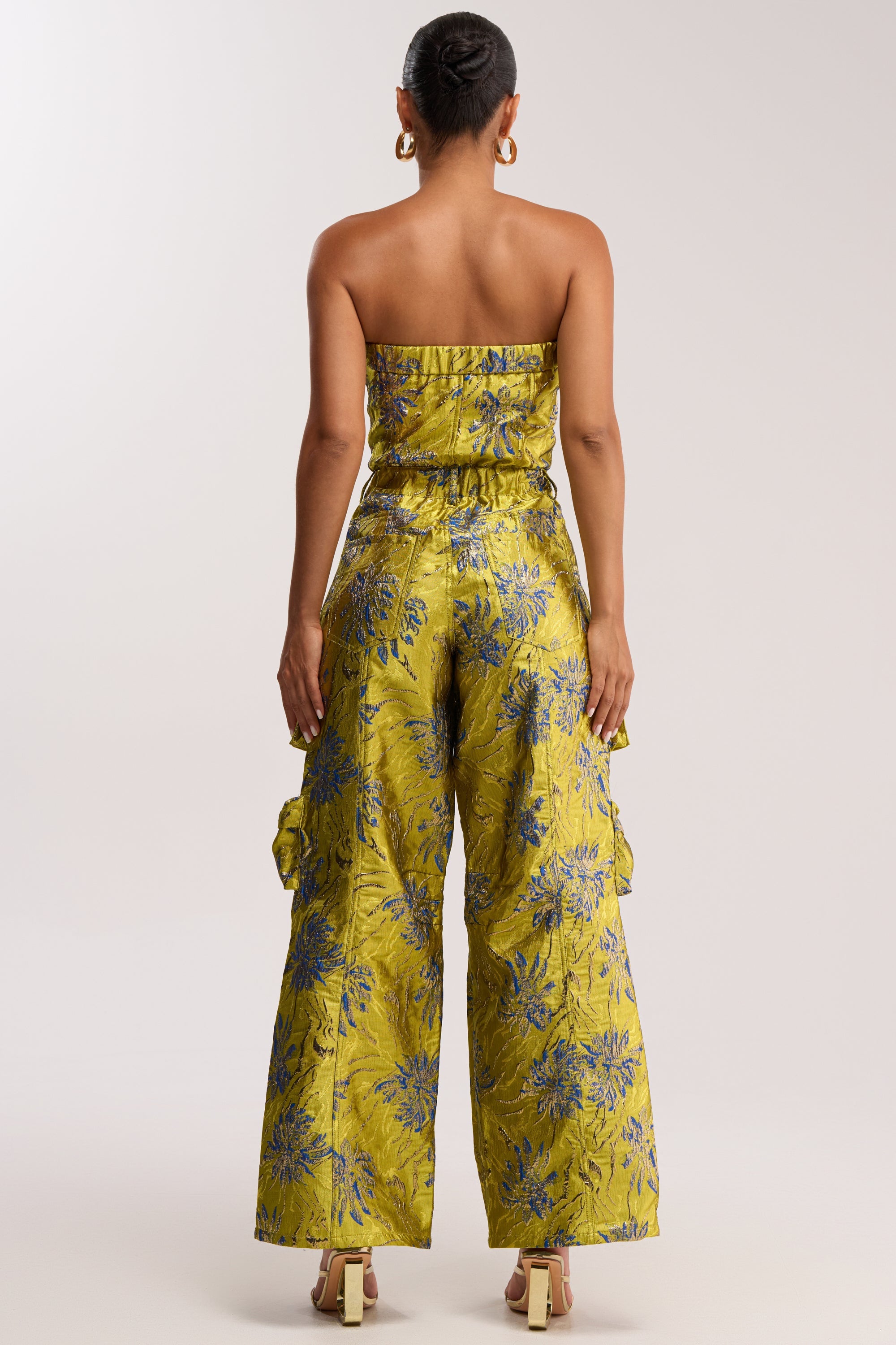 NIKKI BROCADE JUMPSUIT IN GREEN