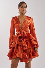 ARIANA SATIN RUFFLED MINI DRESS