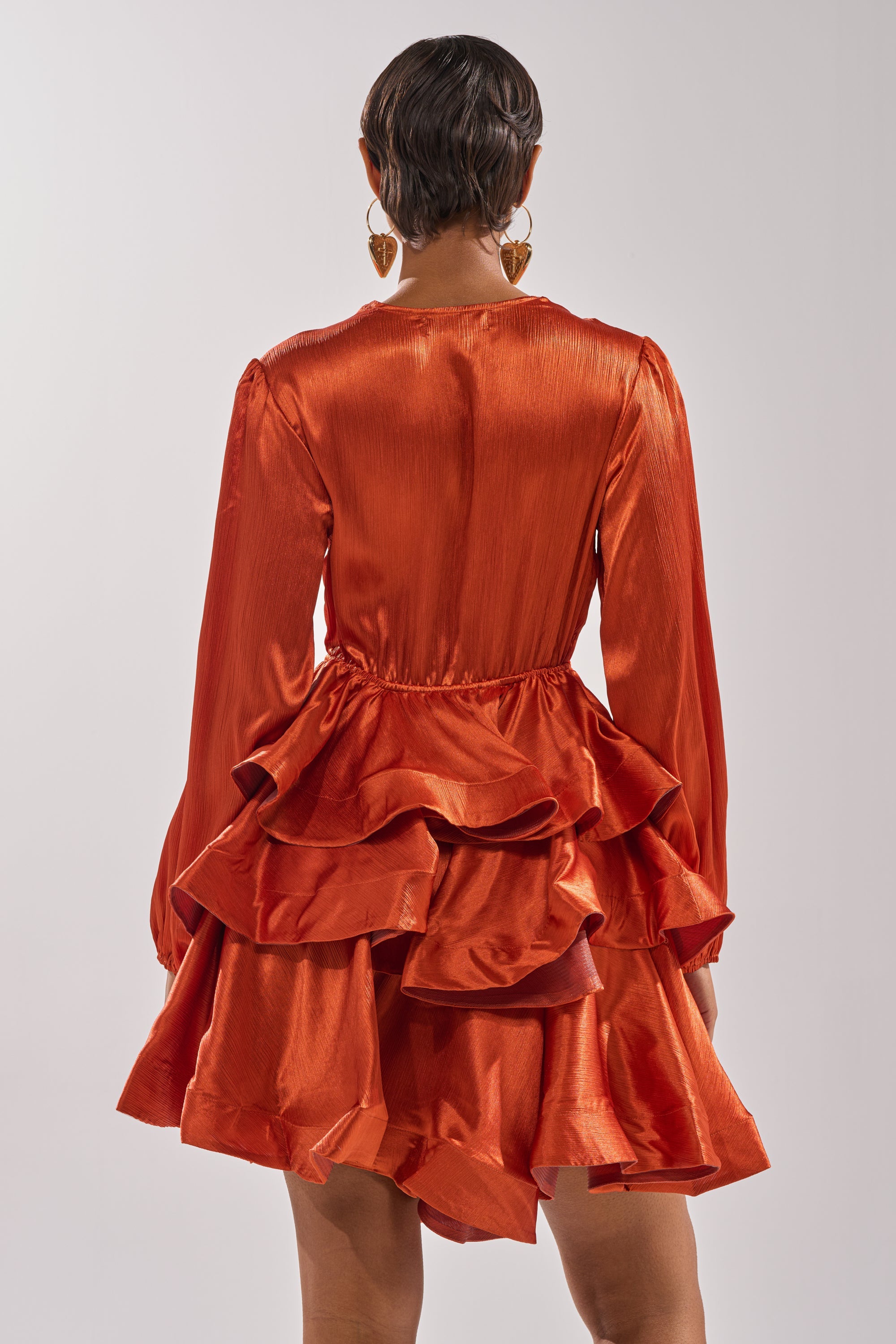 ARIANA SATIN RUFFLED MINI DRESS