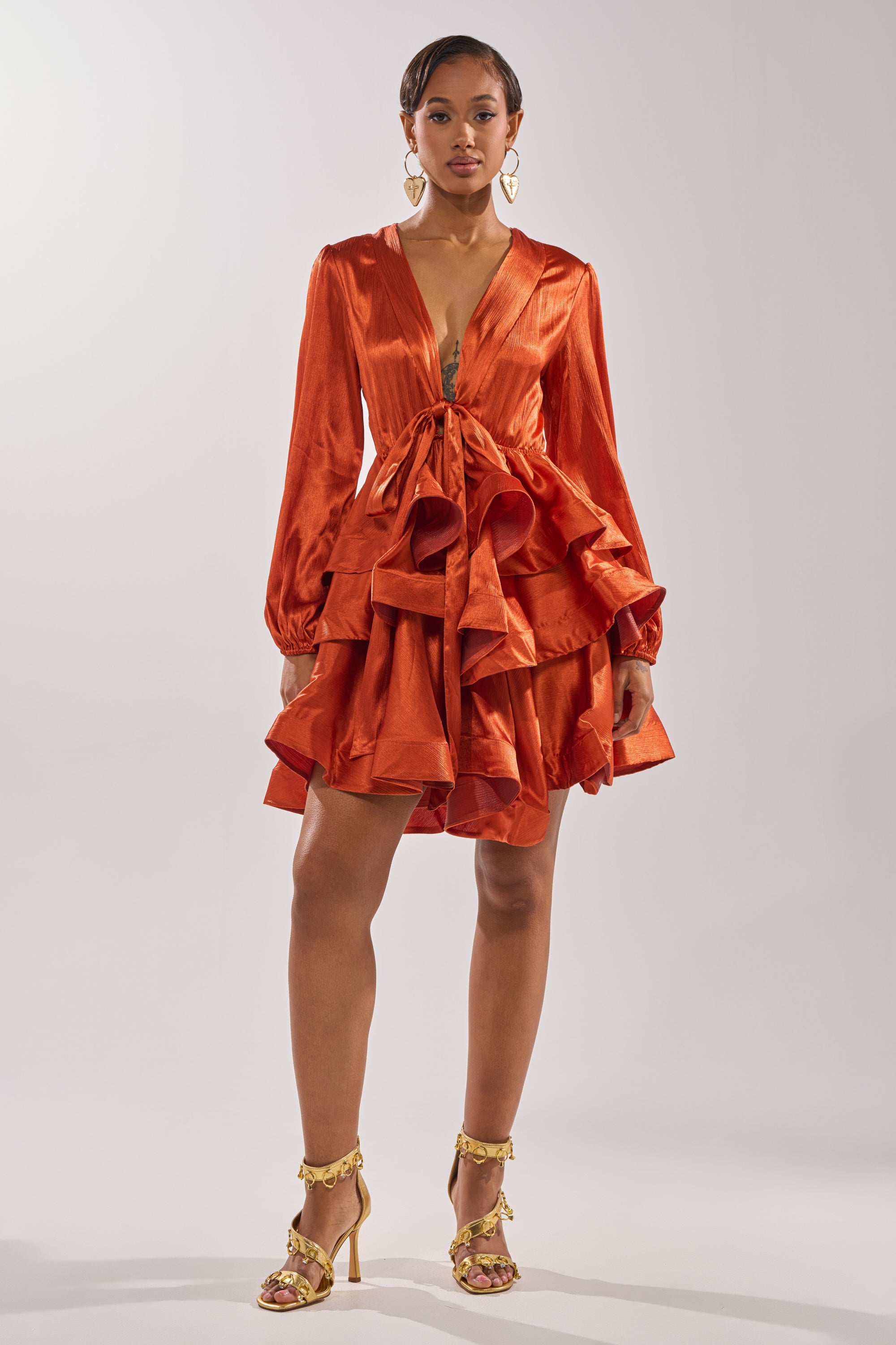 ARIANA SATIN RUFFLED MINI DRESS