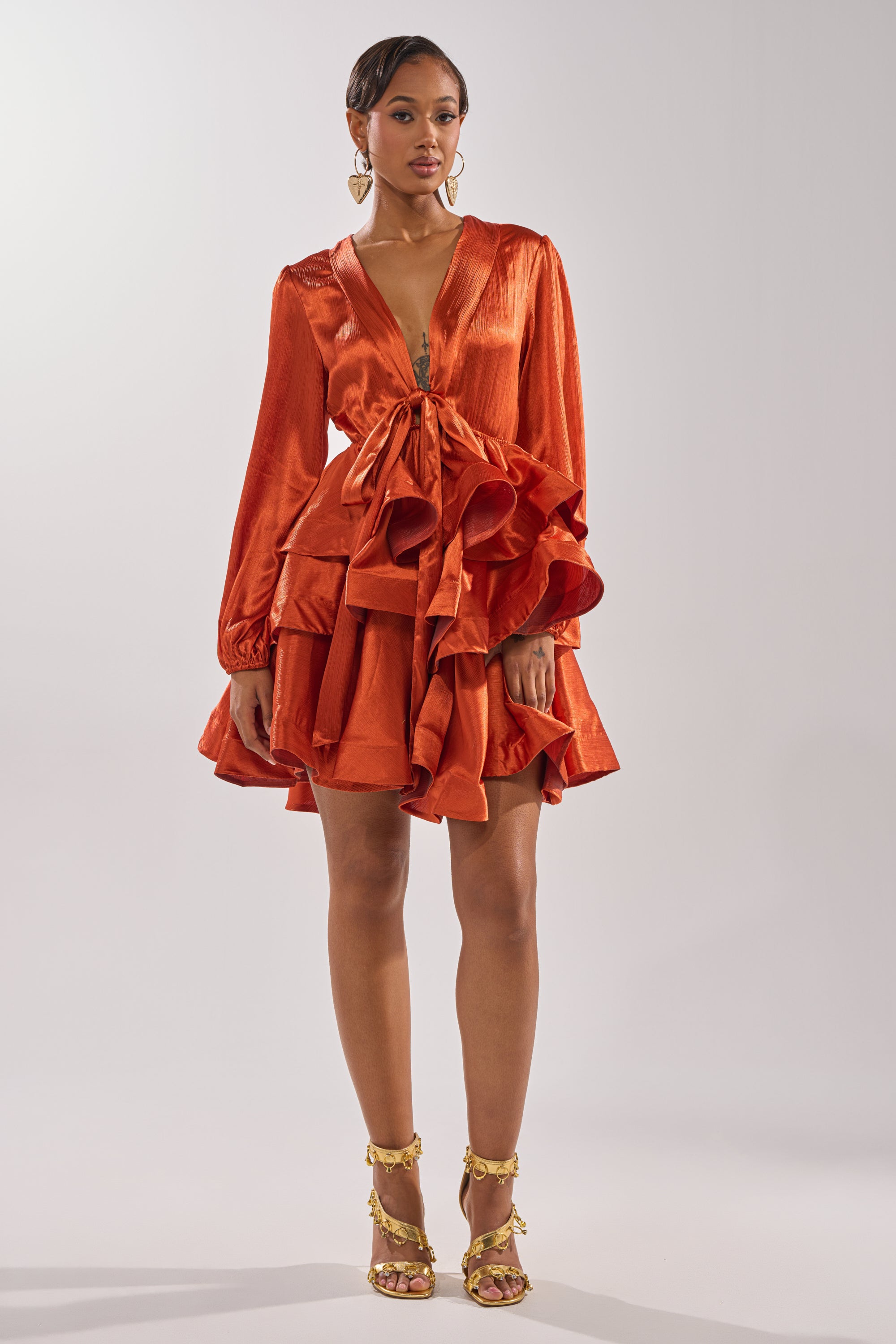 ARIANA SATIN RUFFLED MINI DRESS
