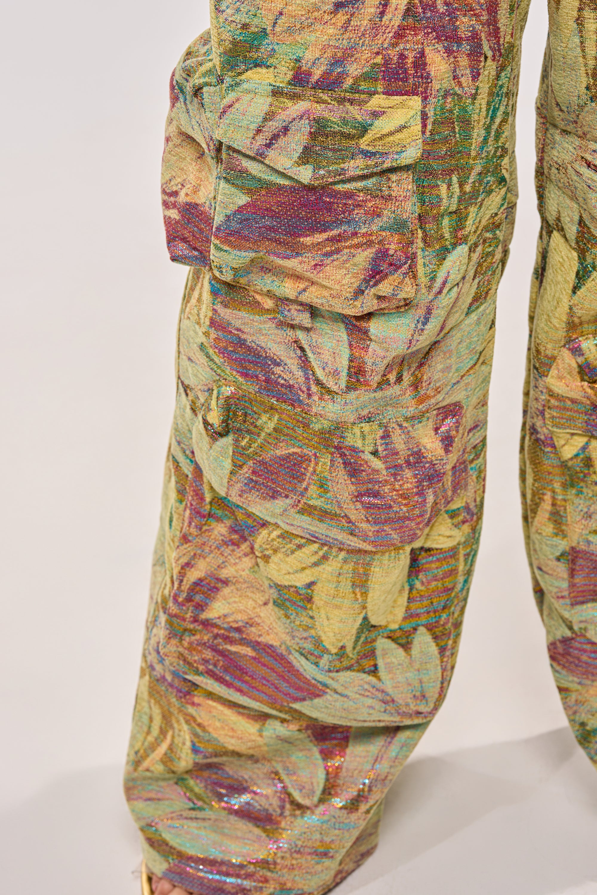 SMELL THE FLOWERS BROCADE STRAPLESS JUMPSUIT