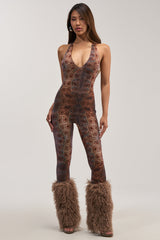 KEEPIN IT SIMPLE MESH JUMPSUIT IN SNAKE