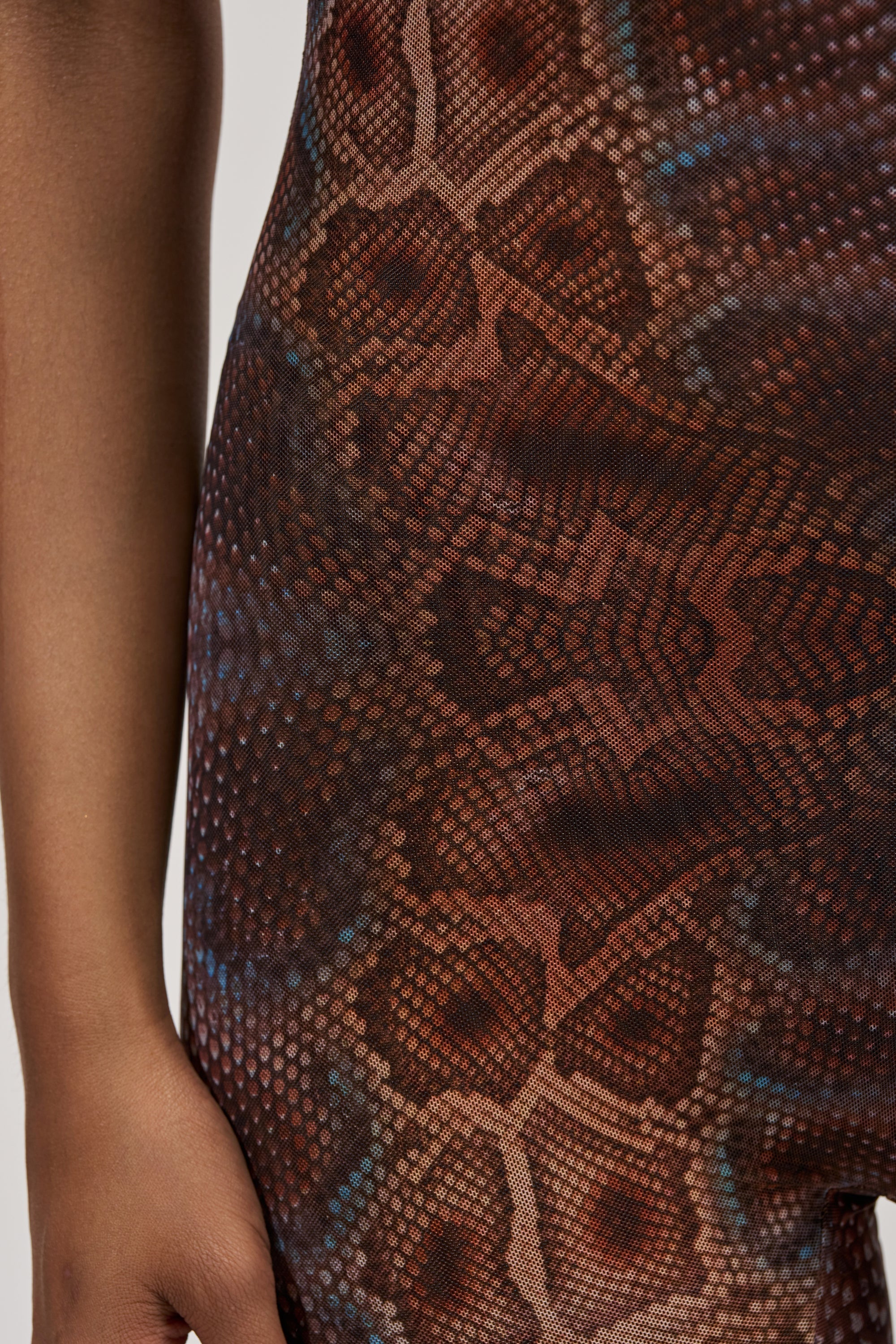 KEEPIN IT SIMPLE MESH JUMPSUIT IN SNAKE