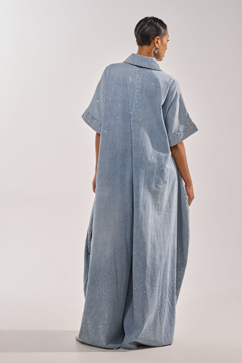 GINA DENIM RHINESTONE JUMPSUIT