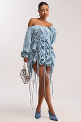 FREE AS CAN BE MINI DRESS IN LIGHT DENIM