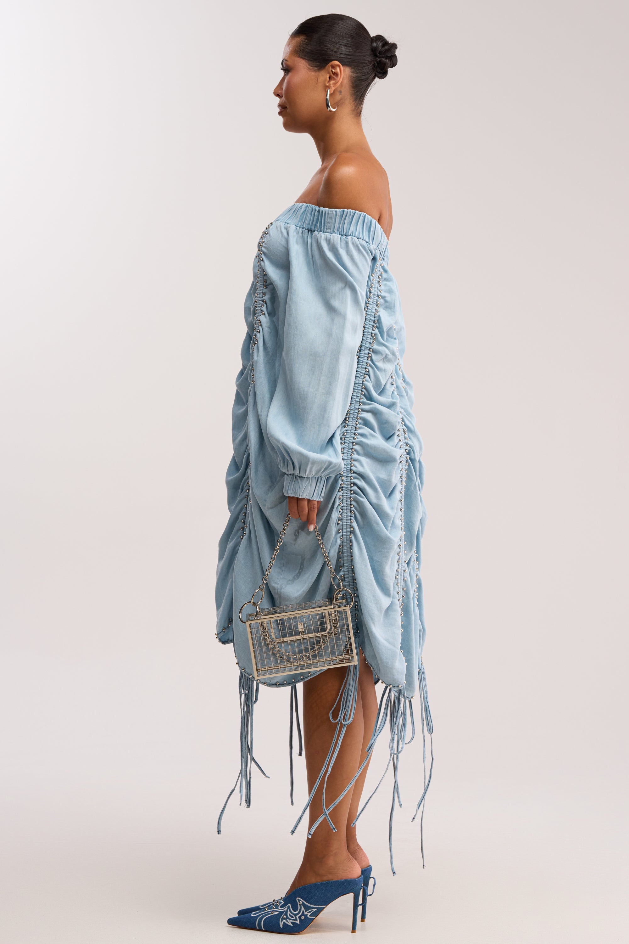 FREE AS CAN BE MINI DRESS IN LIGHT DENIM