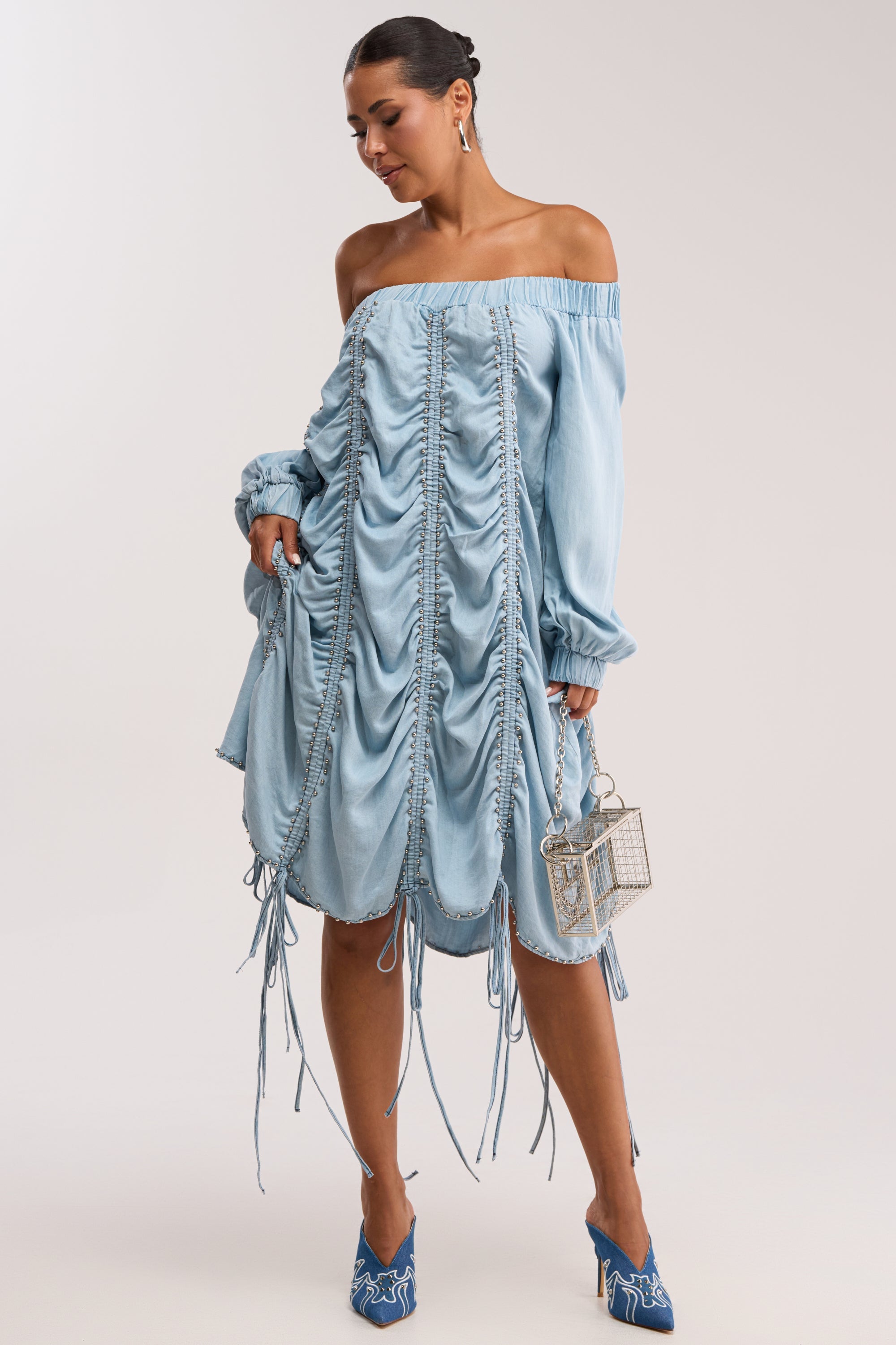 FREE AS CAN BE MINI DRESS IN LIGHT DENIM