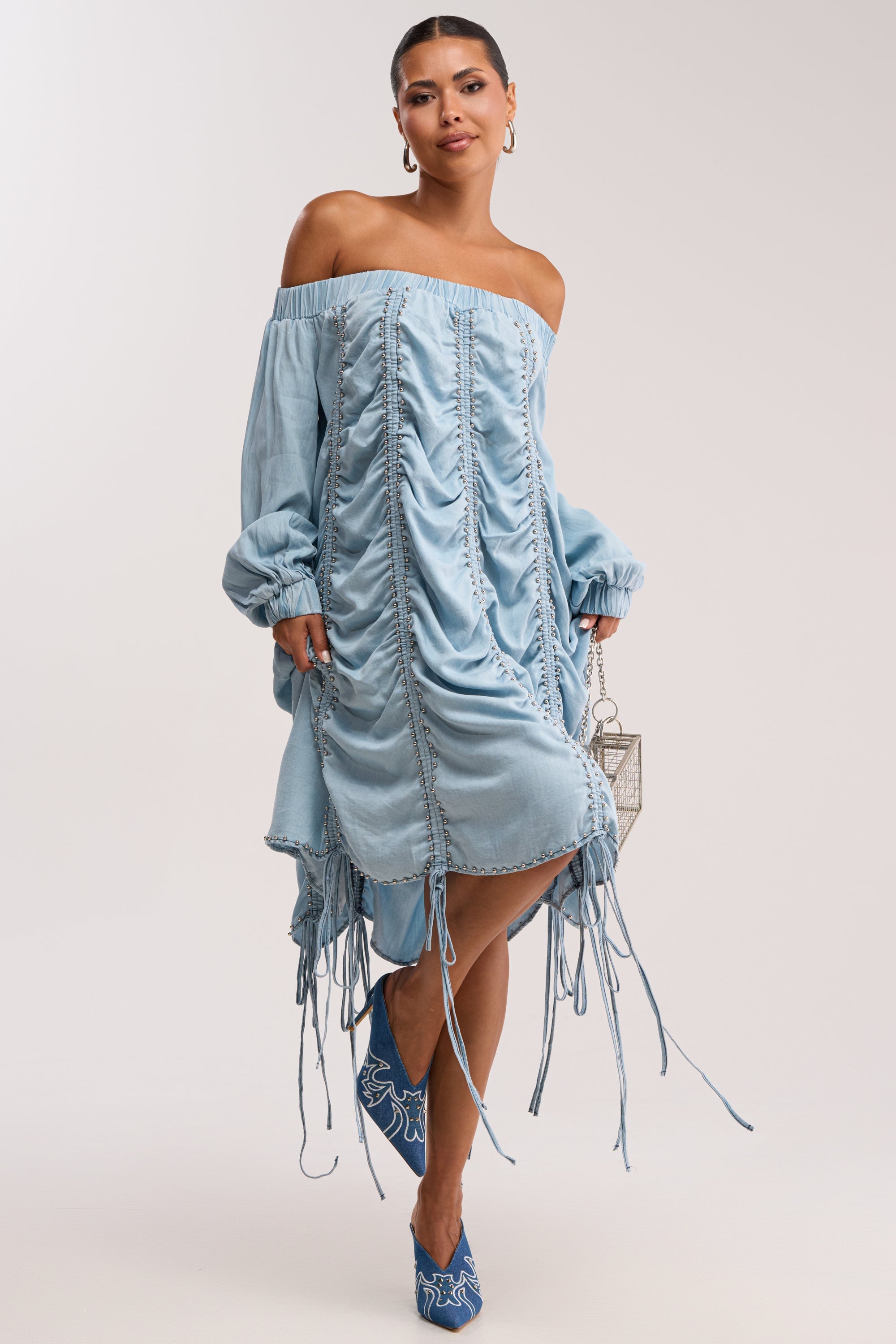 FREE AS CAN BE MINI DRESS IN LIGHT DENIM