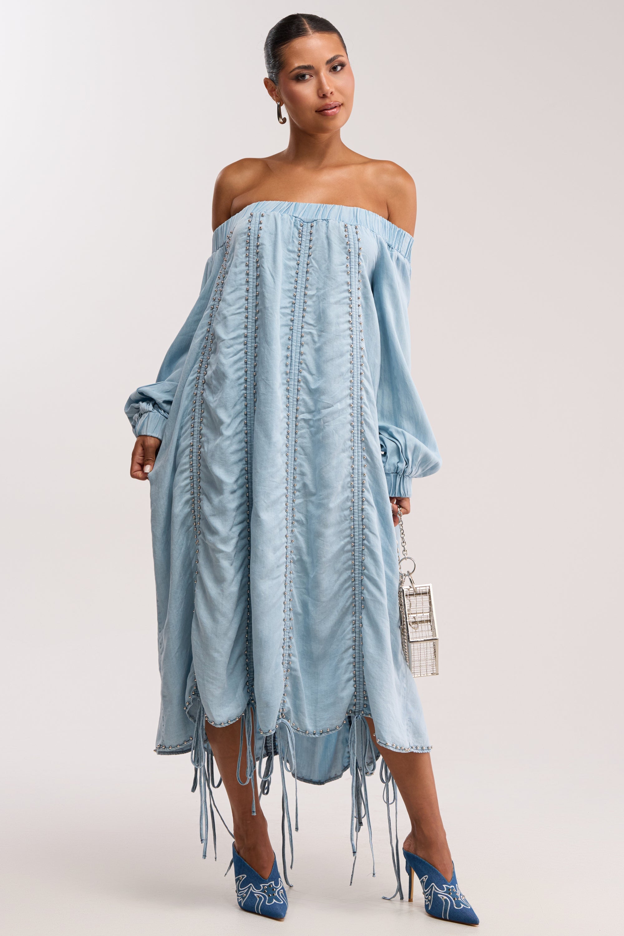 FREE AS CAN BE MINI DRESS IN LIGHT DENIM