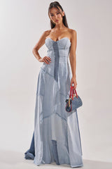 IT'S BRITNEY PATCHWORK DENIM MAXI DRESS