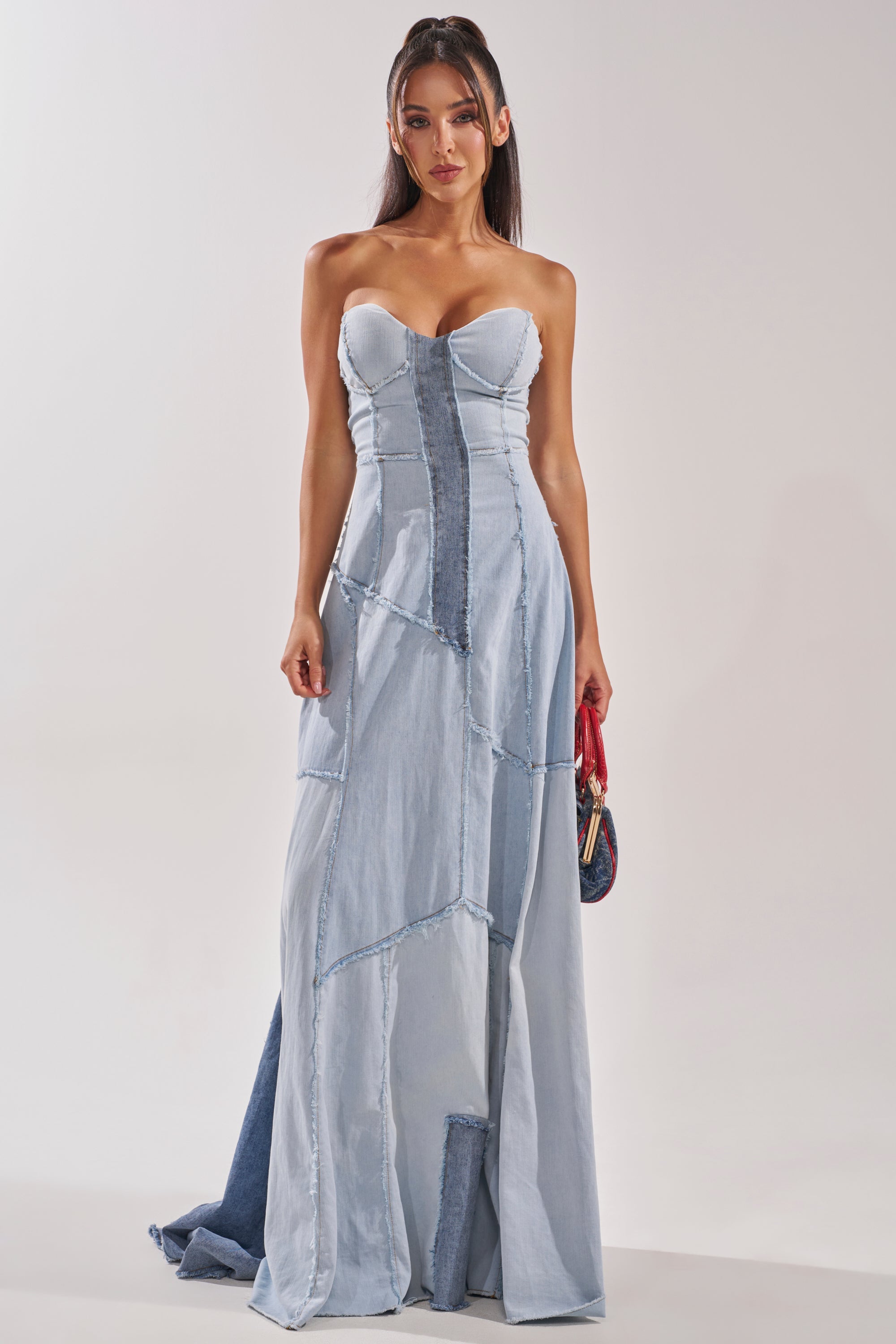 IT'S BRITNEY PATCHWORK DENIM MAXI DRESS