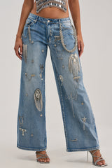 THE BEST ONE YET RELAXED FIT BLING DENIM JEANS