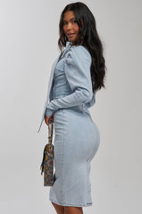 CHERRY ON TOP DENIM BOW MIDI DRESS