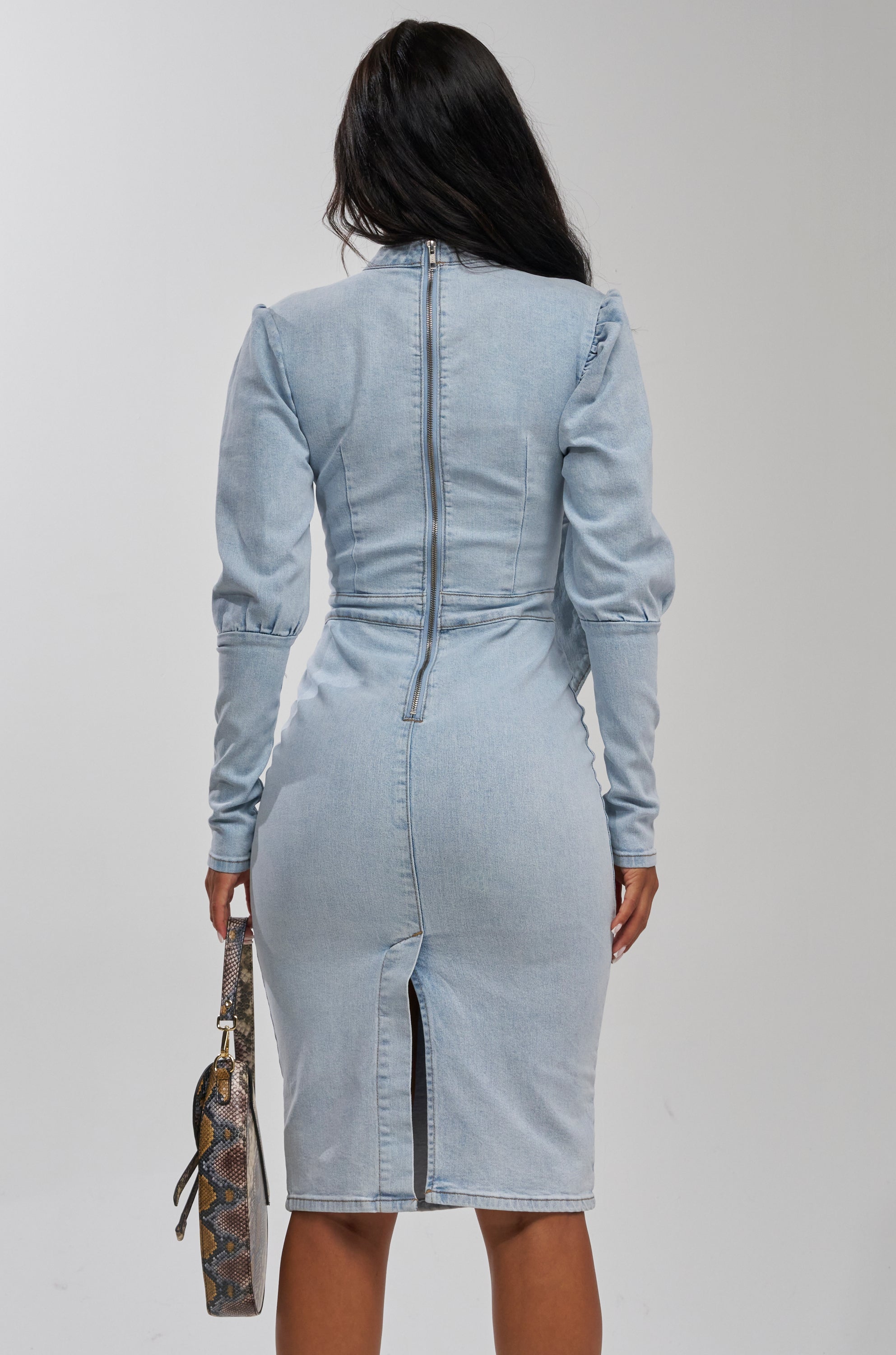 CHERRY ON TOP DENIM BOW MIDI DRESS