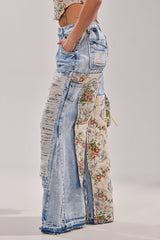 LANA DISTRESSED JEANS WITH JACQUARD DETAIL