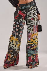 SOMETHING DIFFERENT PRINTED BLACK WASH JEANS