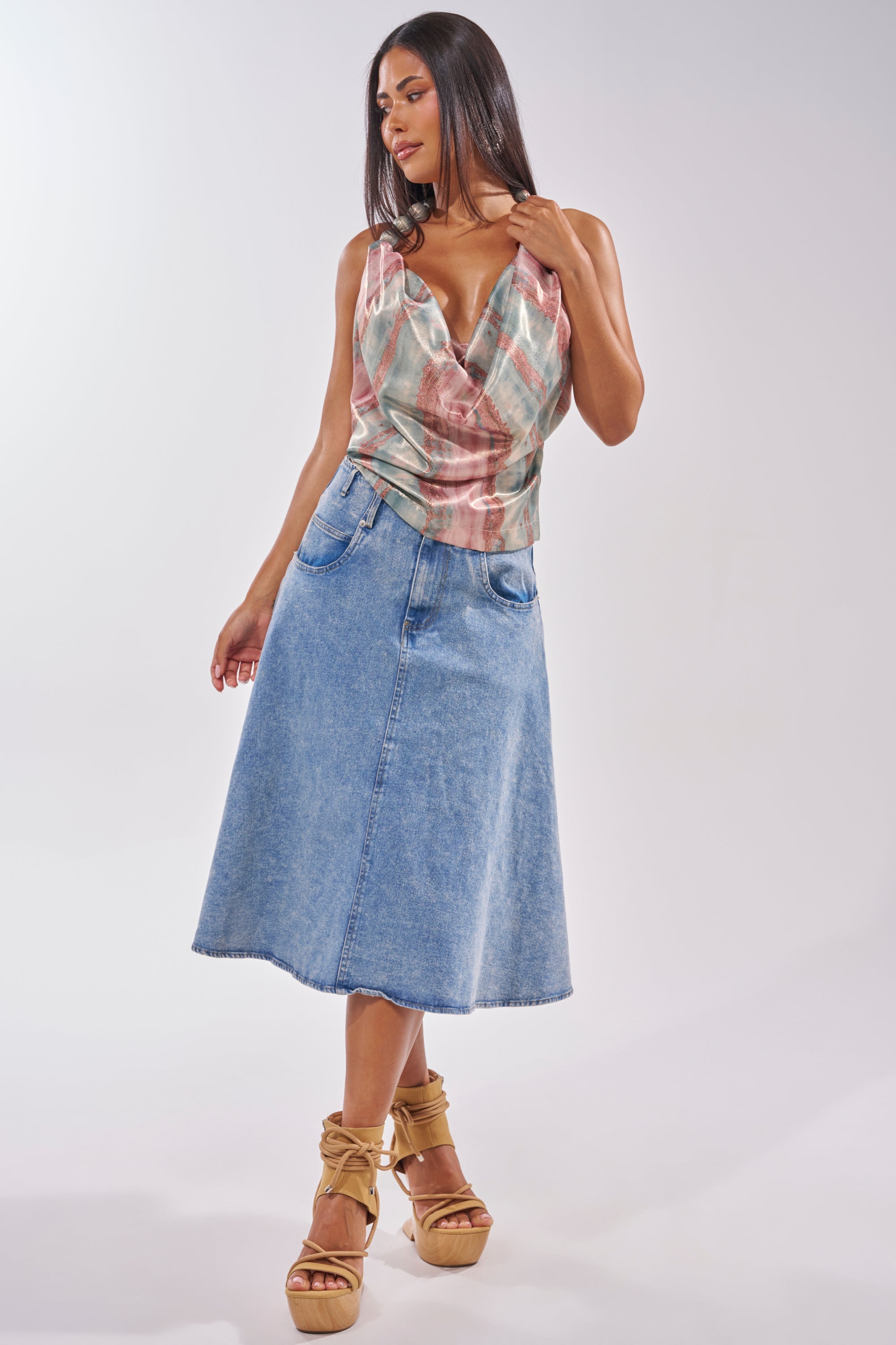 BRITNEY MIDI DENIM SKIRT