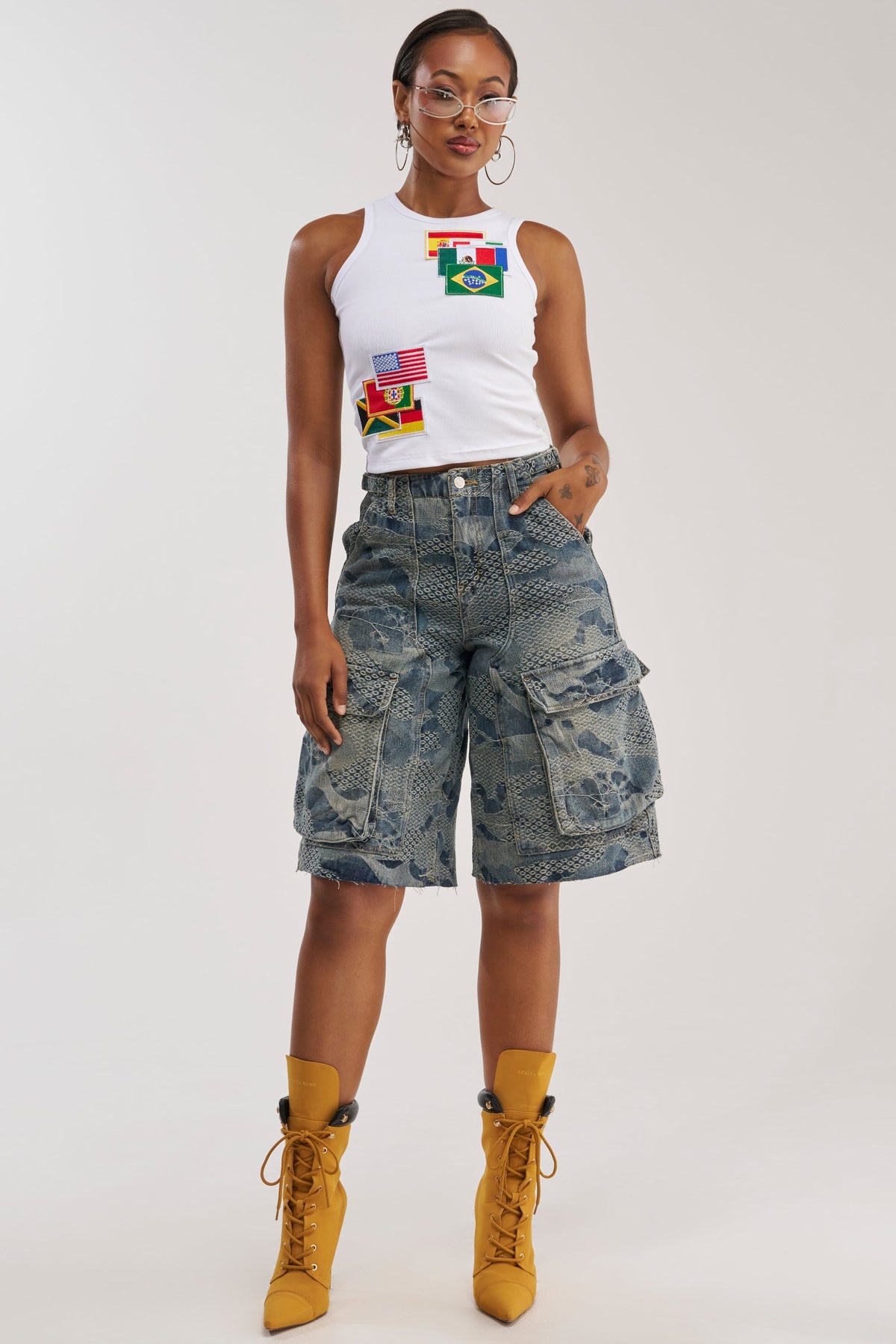 I THINK YOU WANNA KNOW DENIM CARGO BERMUDA