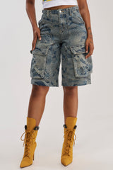 I THINK YOU WANNA KNOW DENIM CARGO BERMUDA