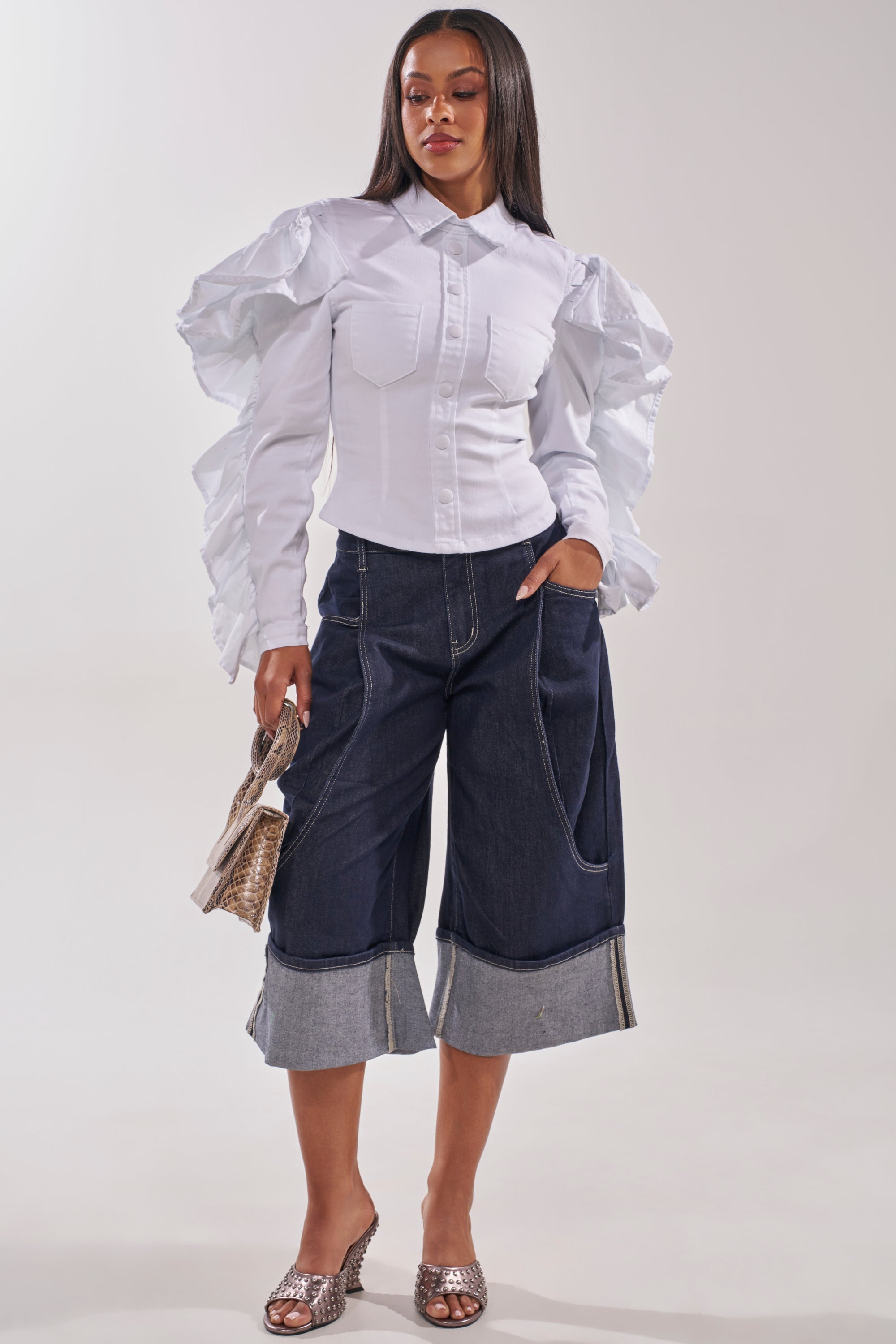COME WITH ME DENIM BERMUDA SHORT