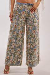 IRIS RELAXED DENIM WITH FLORAL OVERLAY