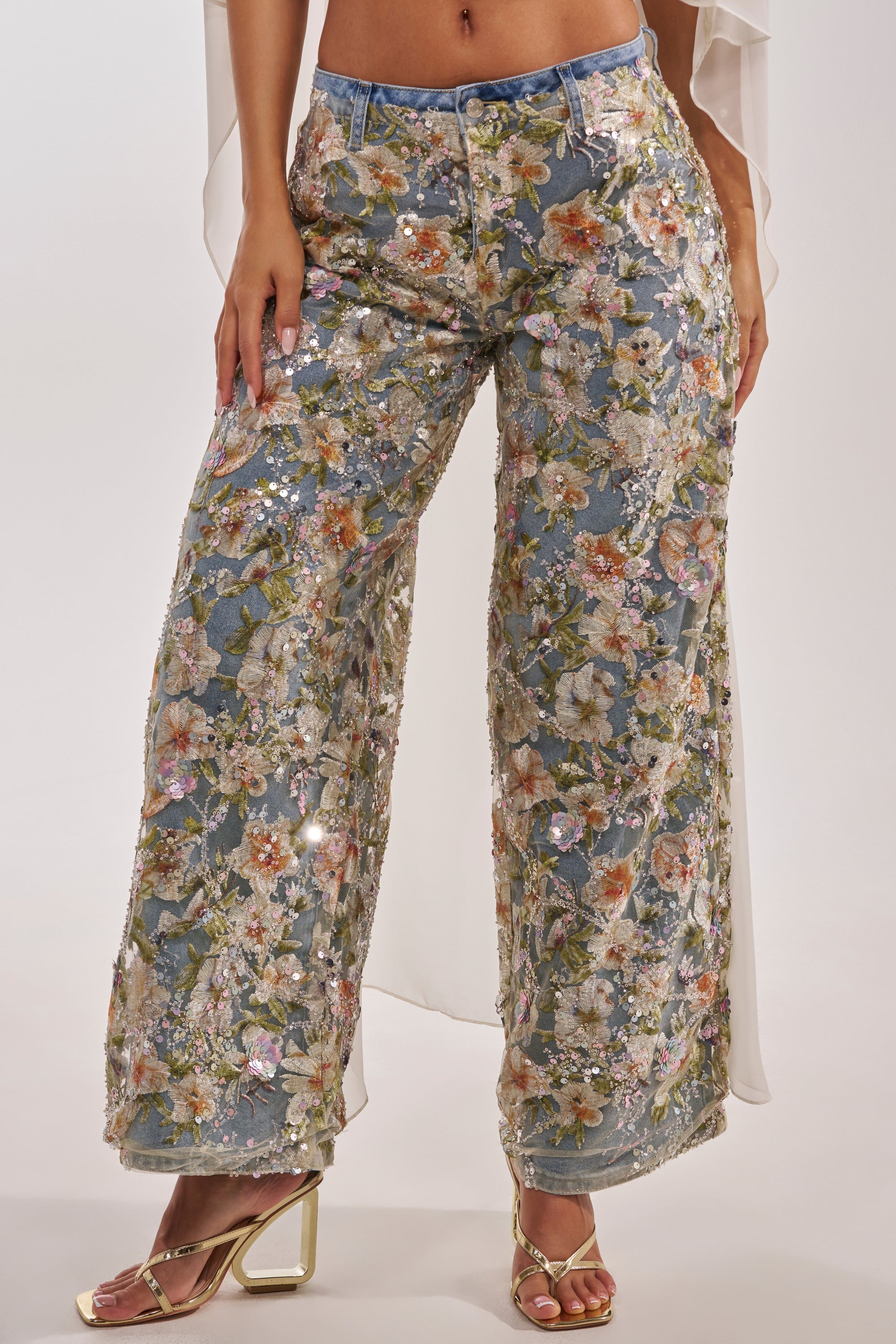 IRIS RELAXED DENIM WITH FLORAL OVERLAY