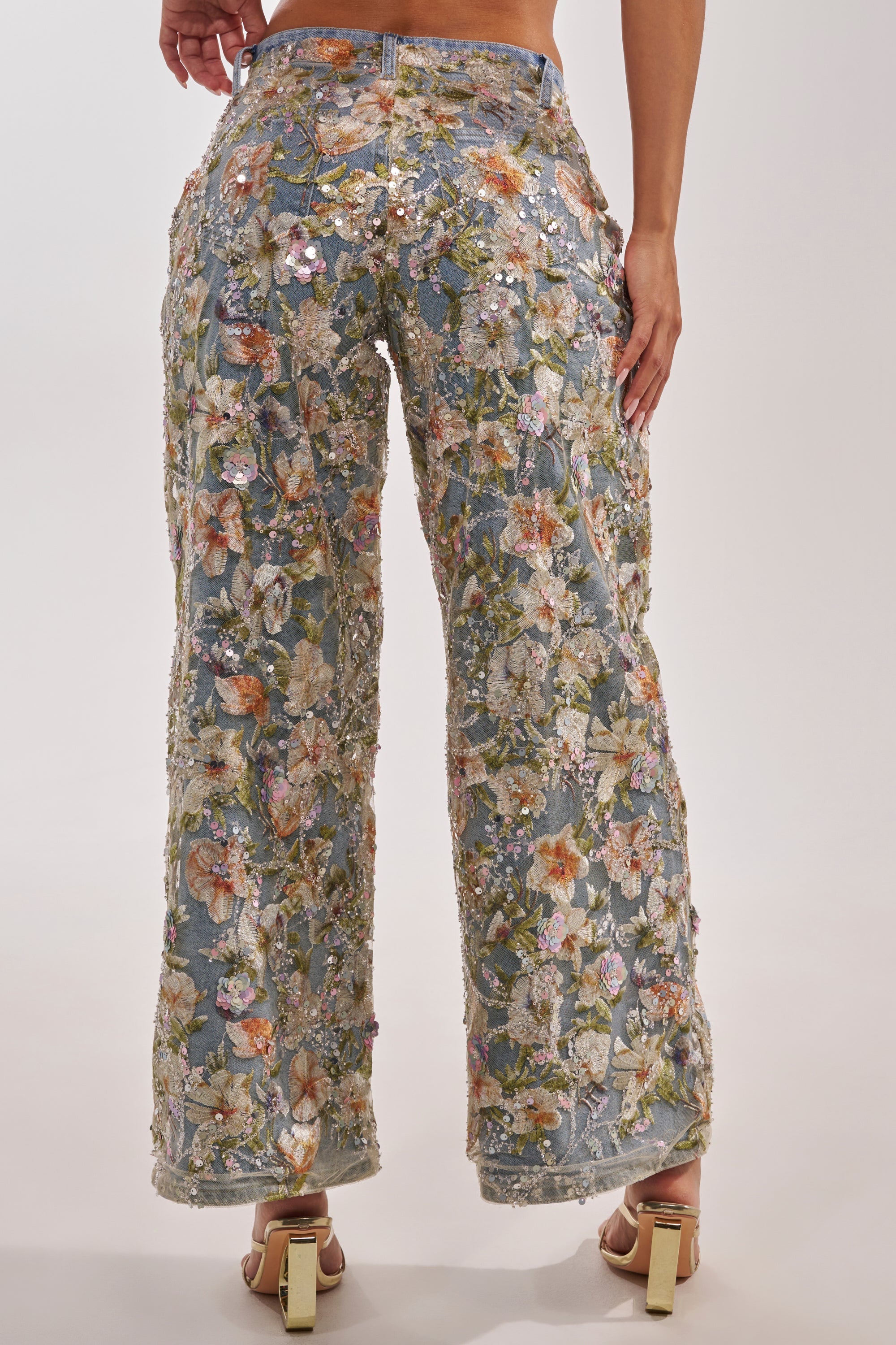 IRIS RELAXED DENIM WITH FLORAL OVERLAY