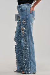 FEELING GRATEFUL RHINESTONE RELAXED DENIM