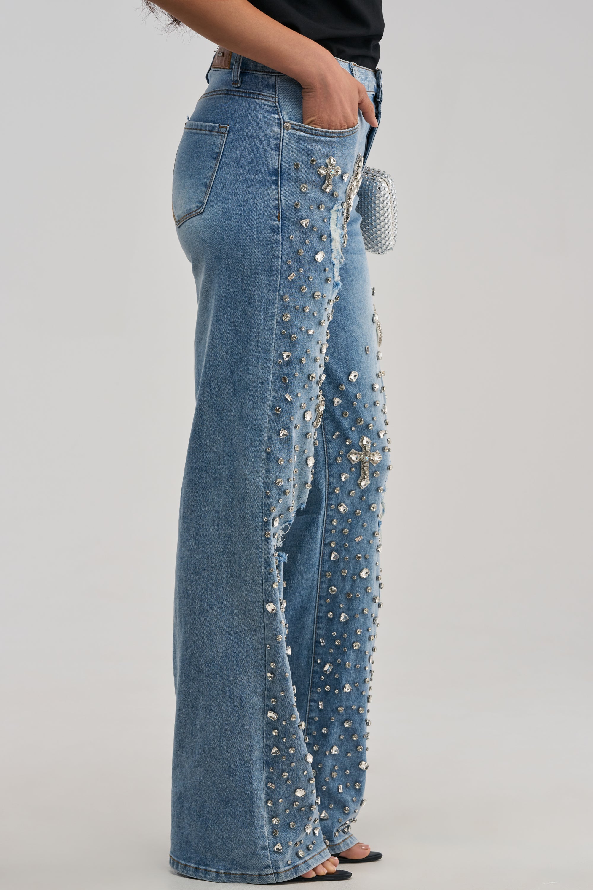 FEELING GRATEFUL RHINESTONE RELAXED DENIM
