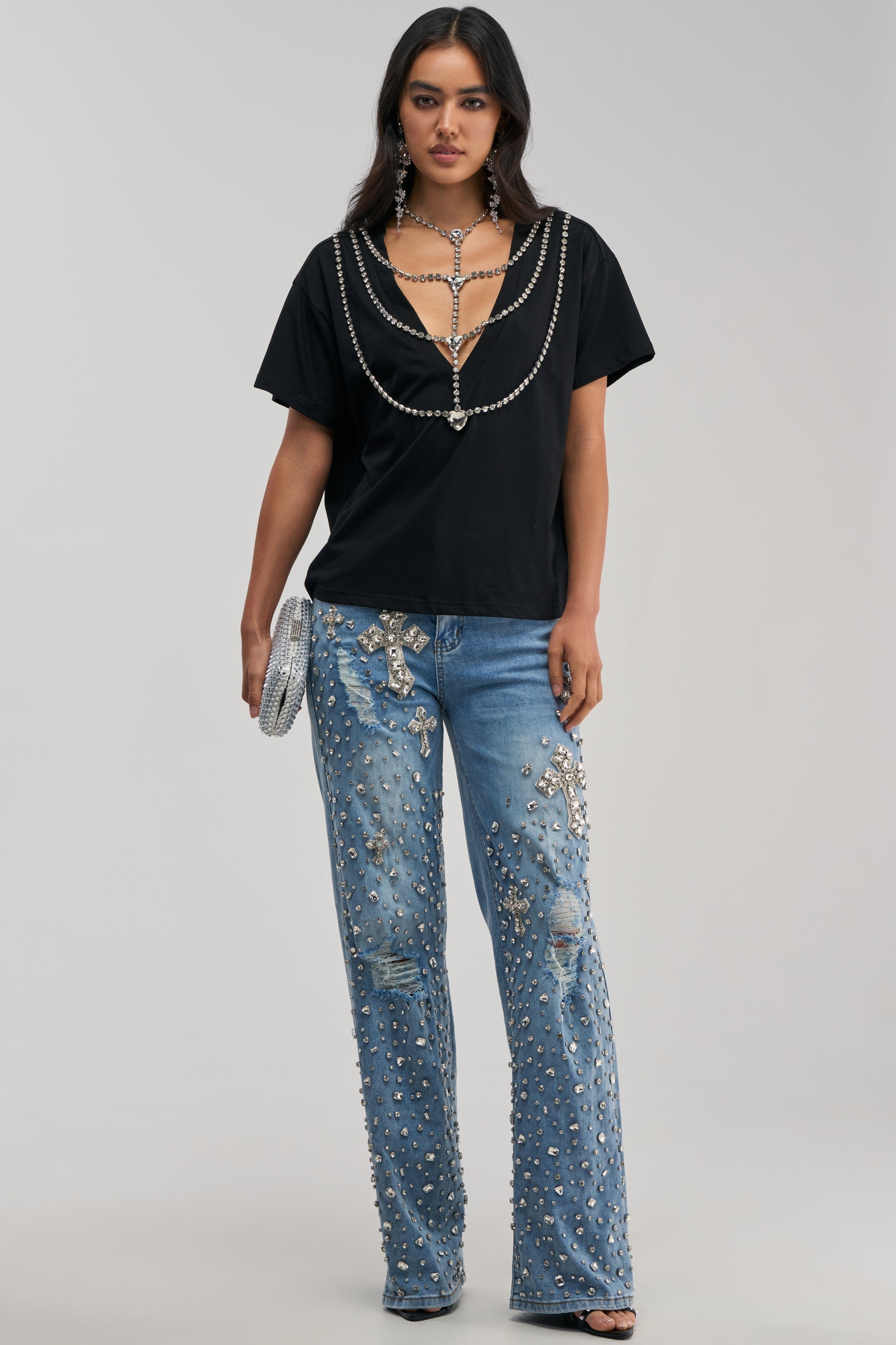 FEELING GRATEFUL RHINESTONE RELAXED DENIM
