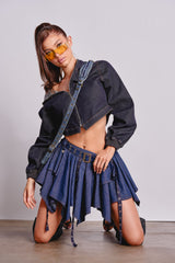 AFTER HOURS MINI SKIRT IN MEDIUM BLUE DENIM