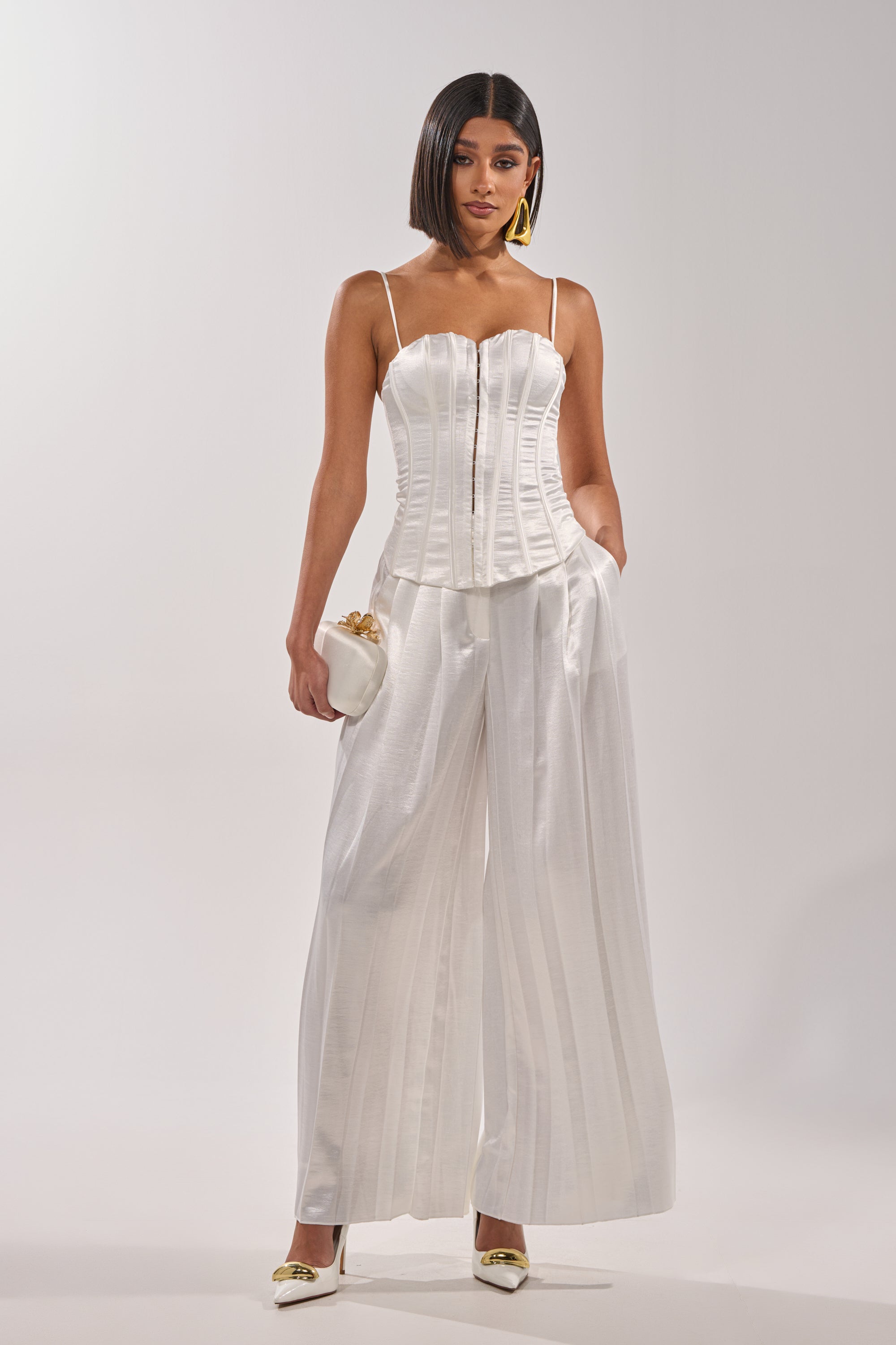 IRIS SATIN PLEATED PANT