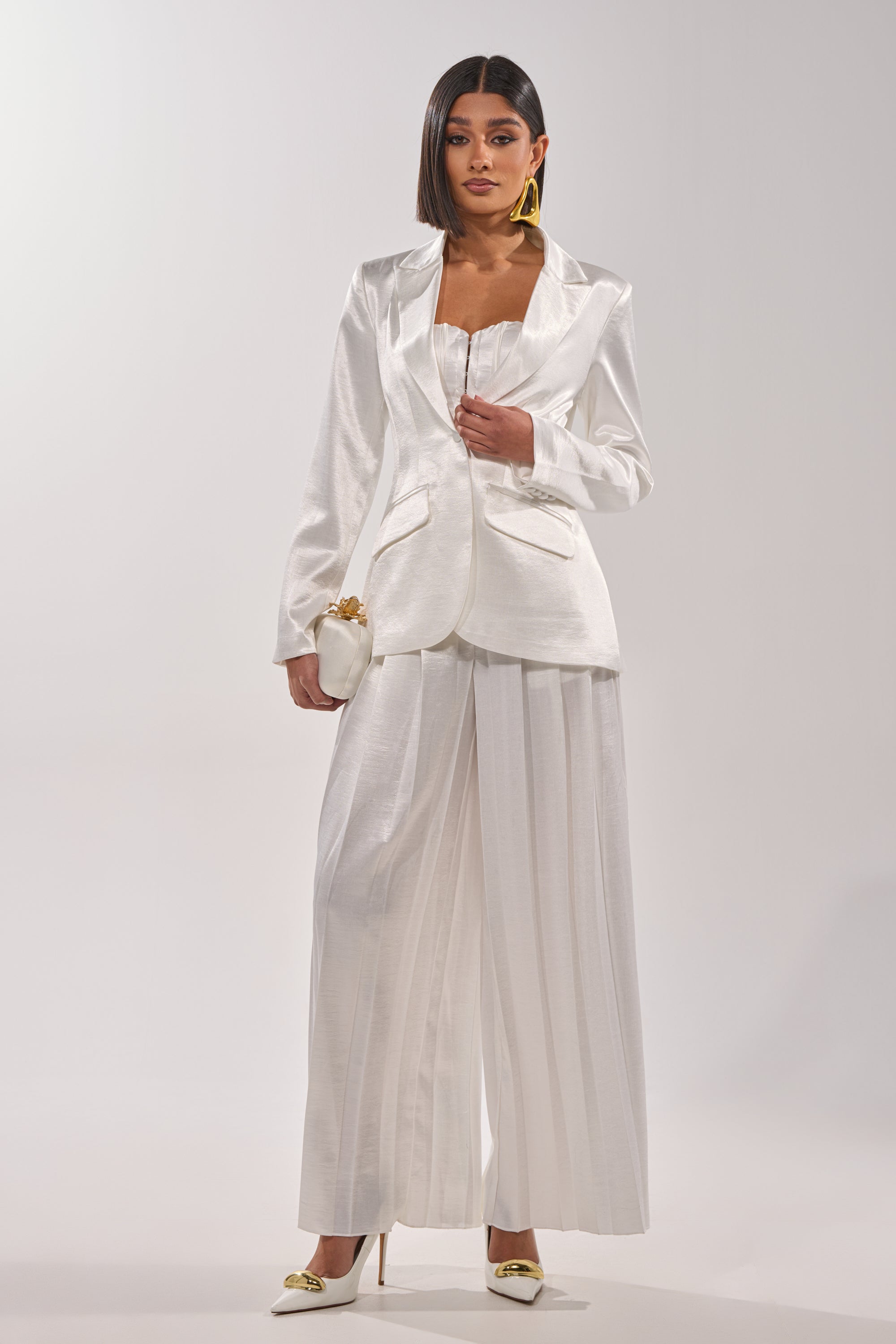 IRIS SATIN PLEATED PANT