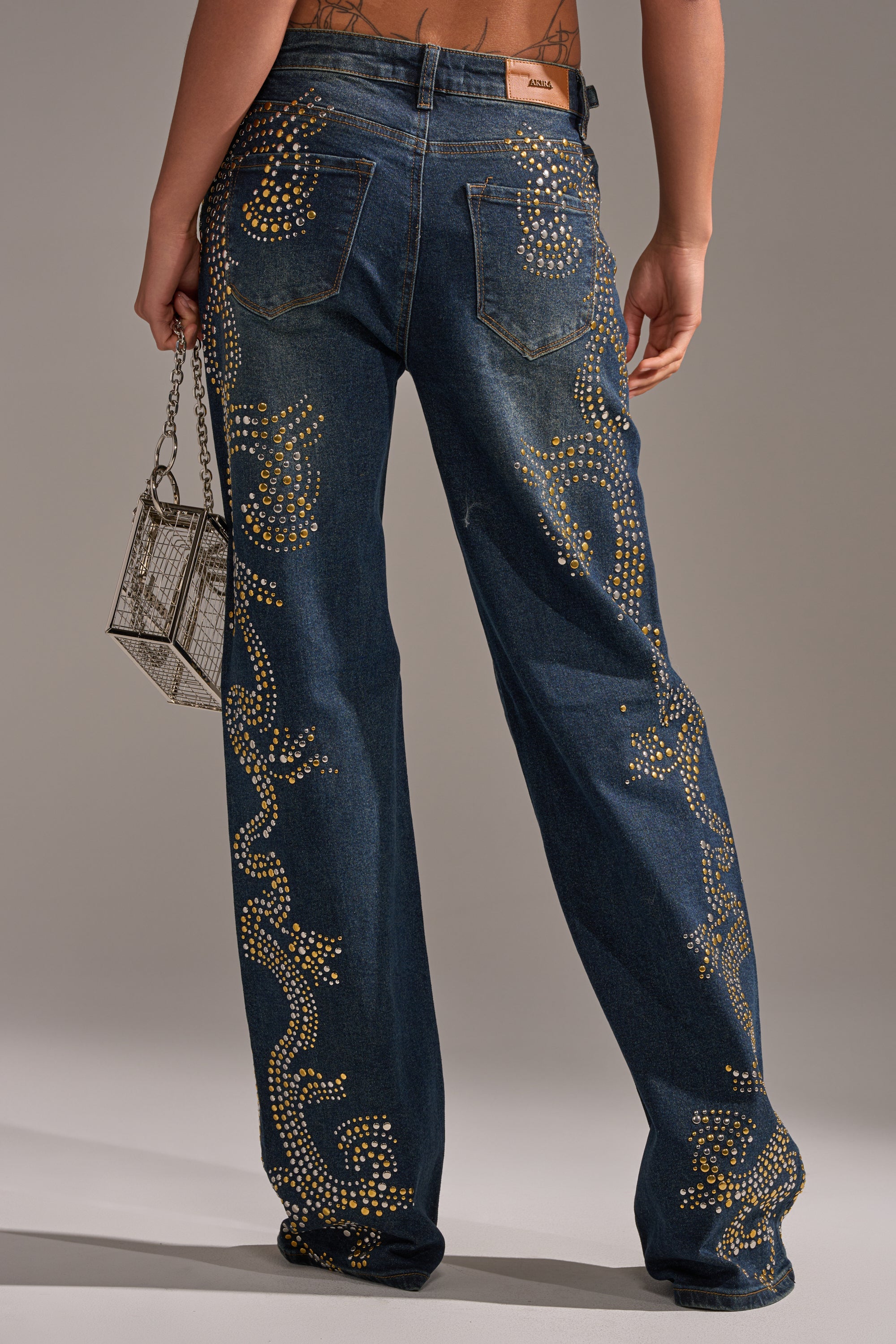ZIGGY STUDDED WIDE LEG DENIM