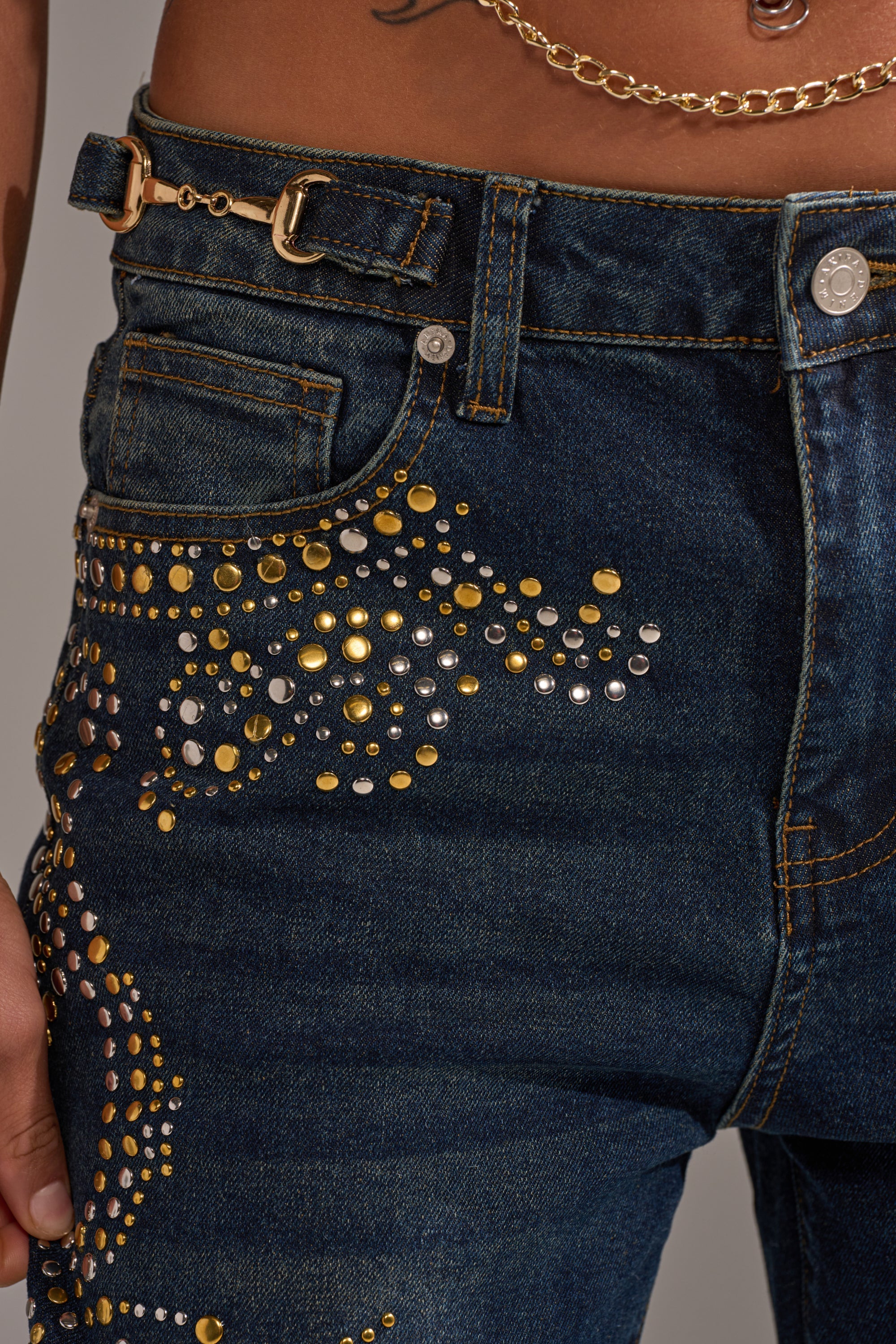 ZIGGY STUDDED WIDE LEG DENIM