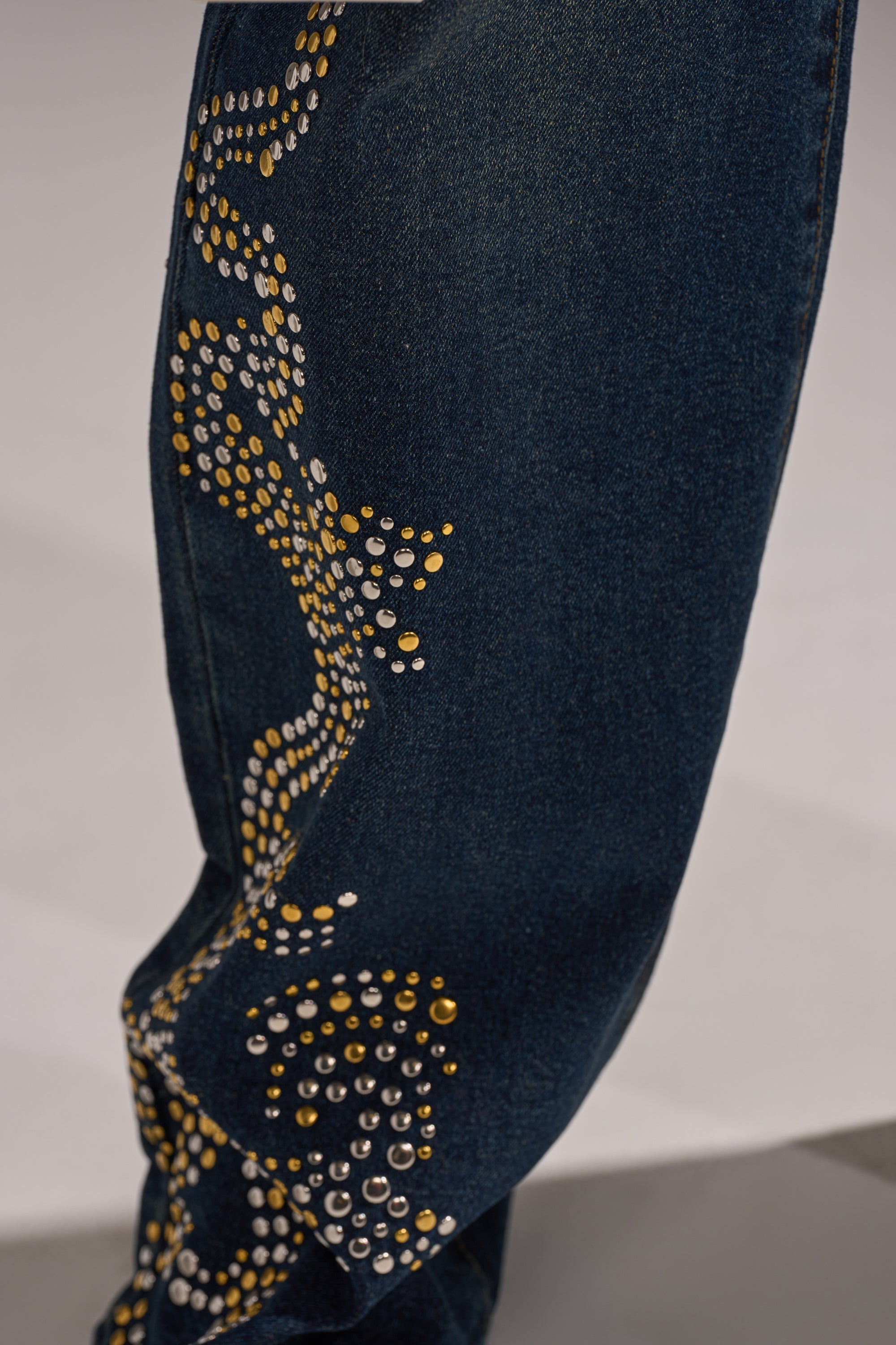 ZIGGY STUDDED WIDE LEG DENIM