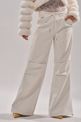 GET WITH IT FAUX LEATHER TROUSER IN WHITE