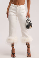TRIPPY LIKE ME DENIM CAPRI WITH FEATHER